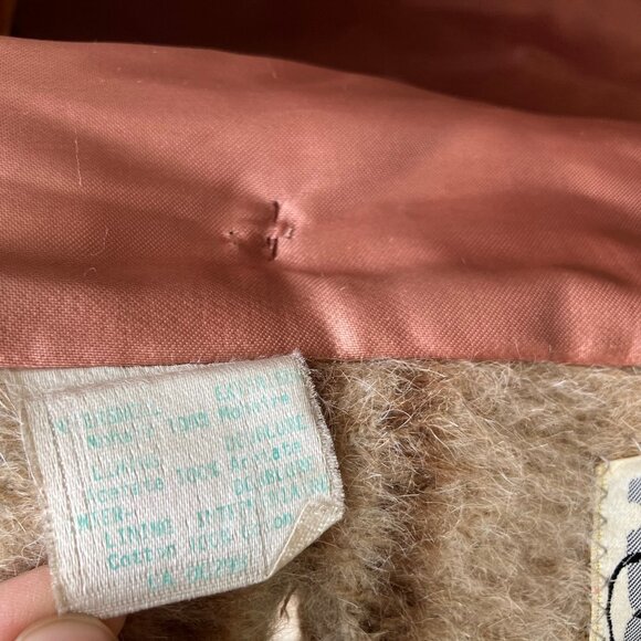 Lynn Pynn Pure Wool Long Winter Coat Vintage 60s Made in Canada Beige Plaid - Picture 16 of 16